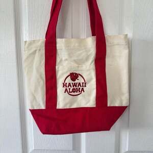 Hawaii Aloha Canvas Tote Bag with Embroidered Logo